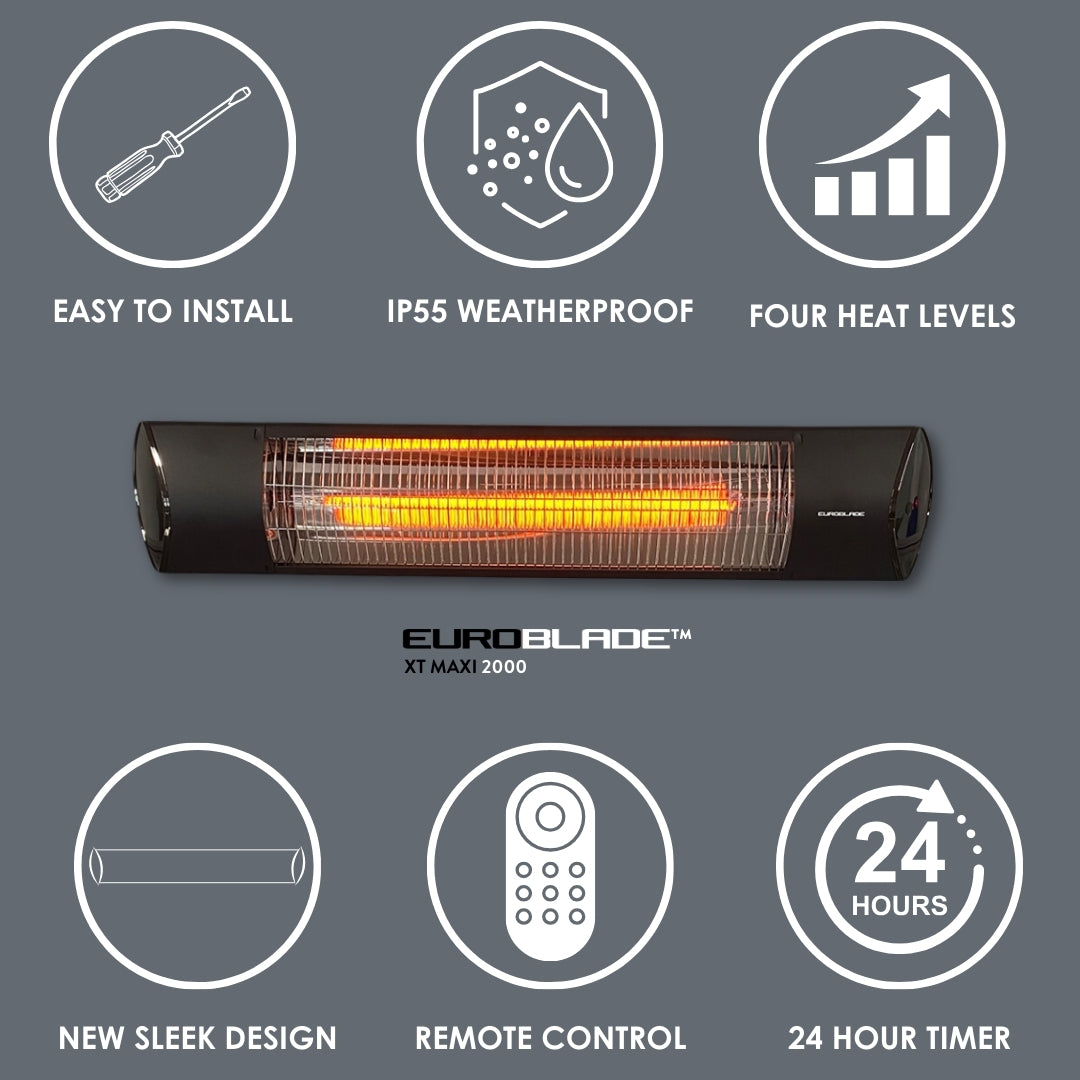 4 Pack Euroblade™ XT Series IP55 MAXI 2000W Carbon Infrared Heater