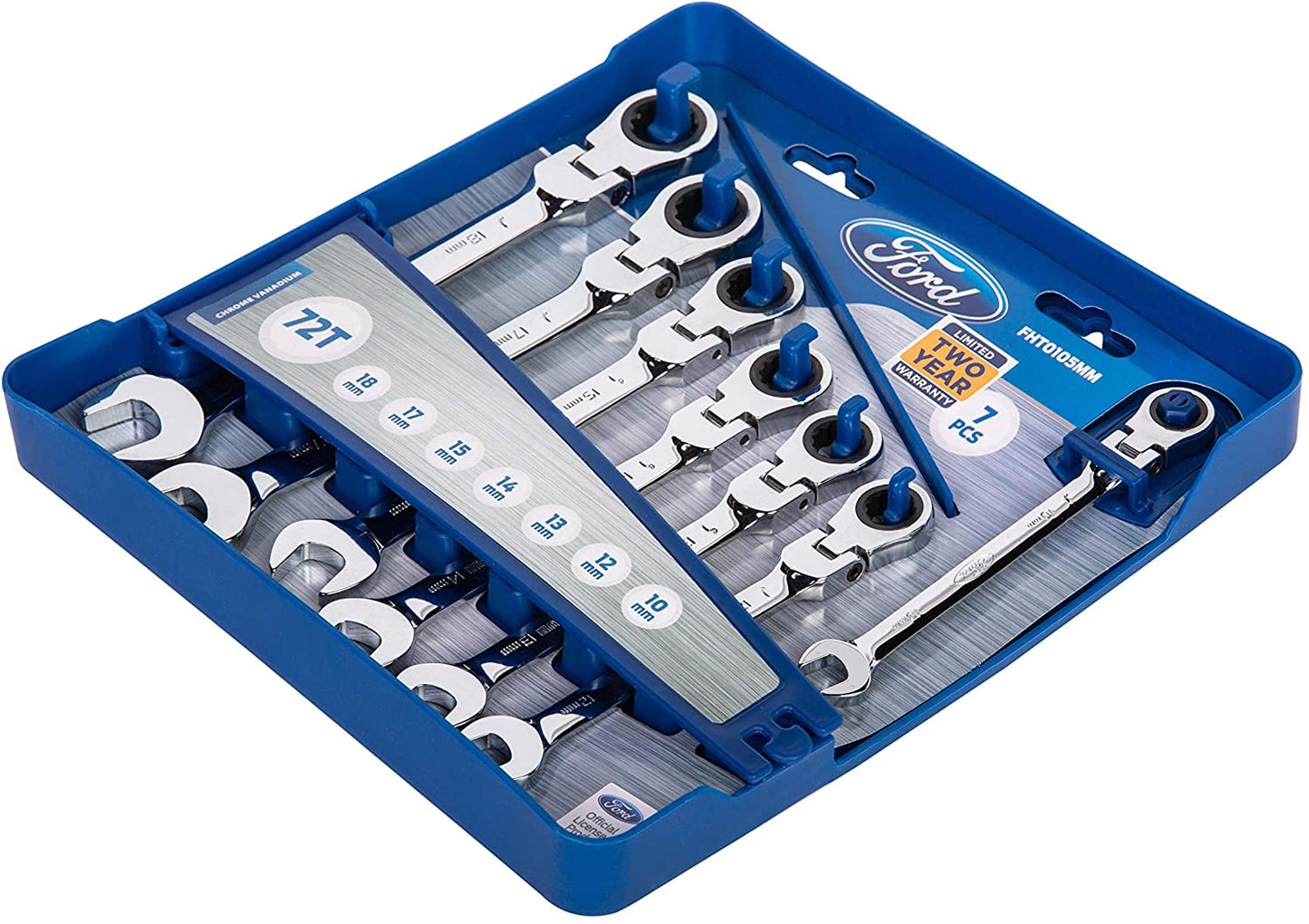 FORD TOOLS 7-PIECE FLEXIBLE GEARED WRENCH METRIC SET