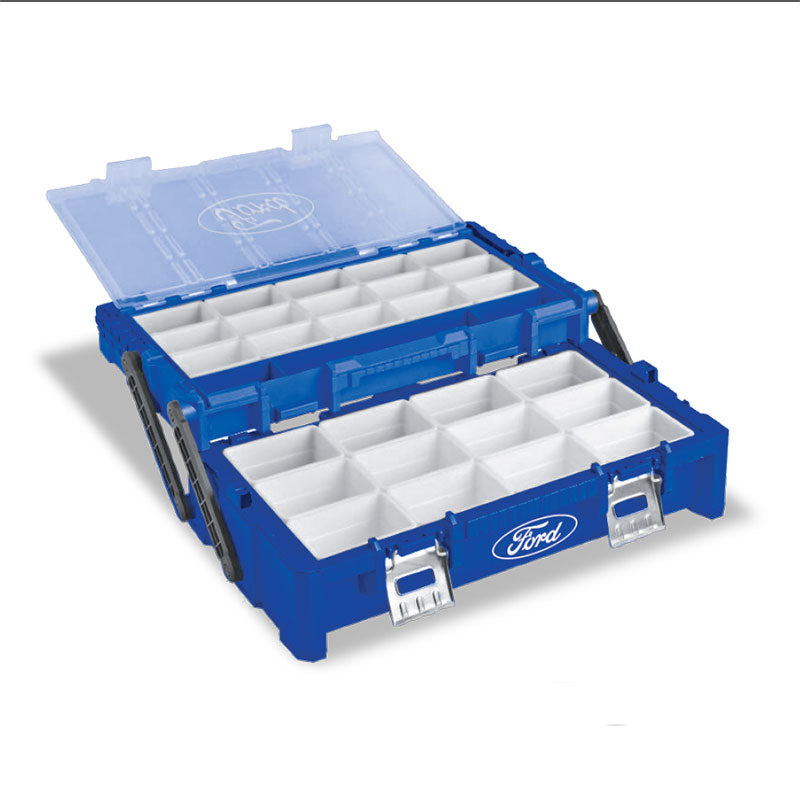 FORD TOOLS PLASTIC TOOL BOX WITH CANTILEVER LID AND REMOVABLE TRAY